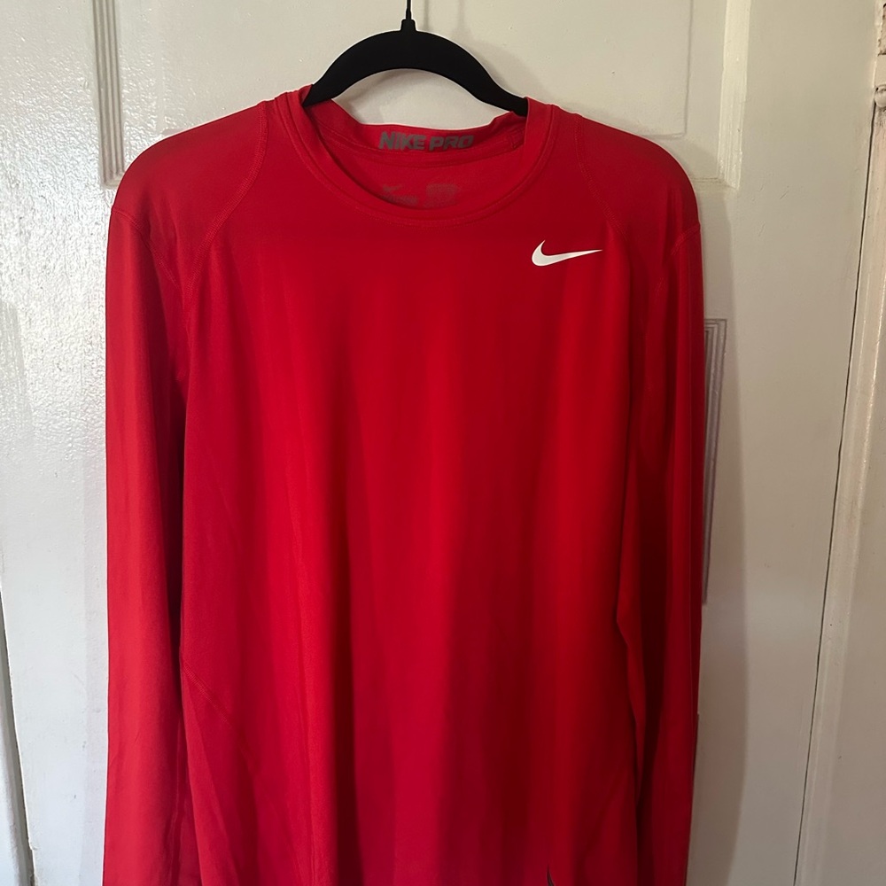 Nike Pro Men's Bright Red Long Sleeve Tee